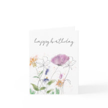 Verjaardagskaart | Waterverf bloemen