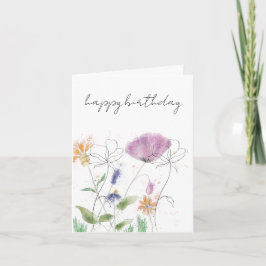 Verjaardagskaart | Waterverf bloemen Bedankkaart