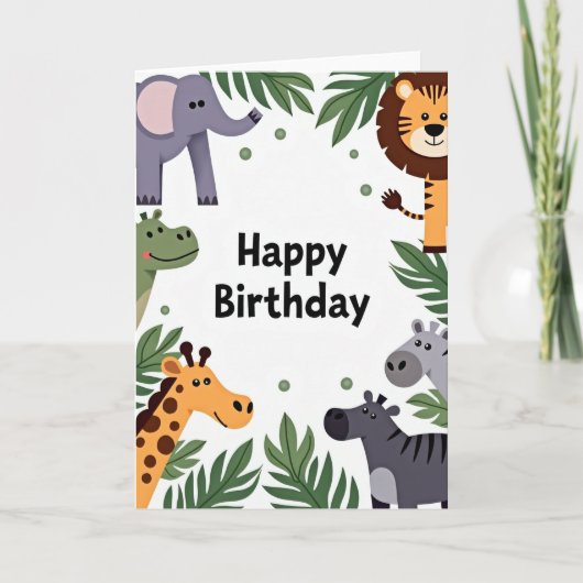 Verjaardagskaart Wilde Dieren Kaart (Voorkant)