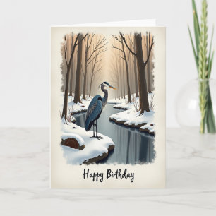 Verjaardagskaart Winter Vogel Vol Verheuging Kaart