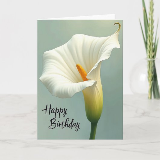 Verjaardagskaart Witte Bloem Kaart (Voorkant)