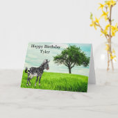 Verjaardagskaart zebra voor jongens kaart (Gele Bloem)