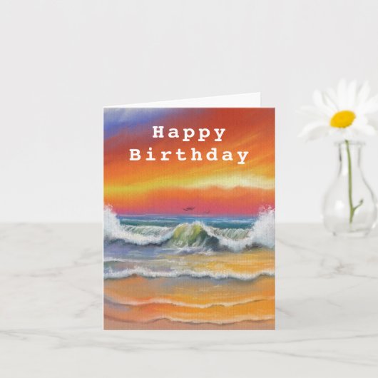 Verjaardagskaart Zee Zonsondergang Schilderij Kaart (Kleine Plant)