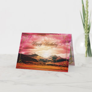 Verjaardagskaart, Zonsondergang boven de bergen Kaart