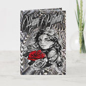 Verjaardagskaart zwarte en grijze vrouw kaart (Voorkant)