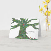 Verjaardagskaartboom met karakter verstoppen kaart (Gele Bloem)