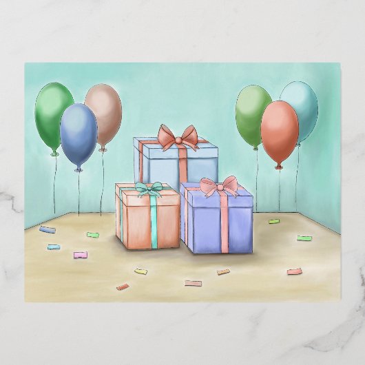 Verjaardagskaartdozen Folie Feestdagen Briefkaart (Voorkant)