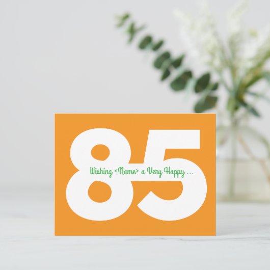 Verjaardagskaarten 85 jaar - Oranje en Groen Briefkaart (Staand voorkant)
