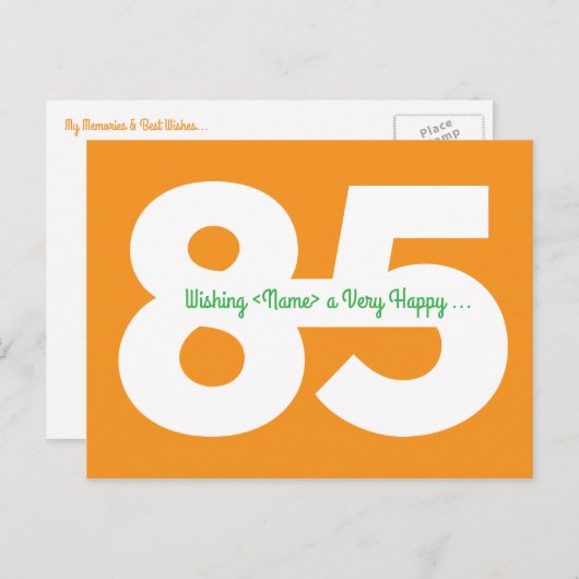 Verjaardagskaarten 85 jaar - Oranje en Groen Briefkaart (Voorkant / Achterkant)