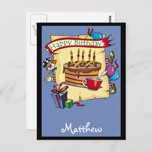 verjaardagskaarten briefkaart (Voorkant / Achterkant)