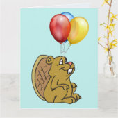 VERJAARDAGSKAARTEN MET FUNNY LITTLE BEAVER KAART (Gele Bloem)