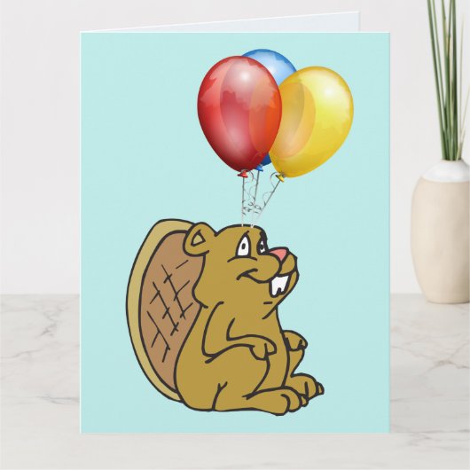 VERJAARDAGSKAARTEN MET FUNNY LITTLE BEAVER KAART (Voorkant)