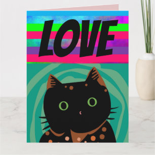 VERJAARDAGSKAARTEN MET REGENBOOG KAT LIEFDE KAART