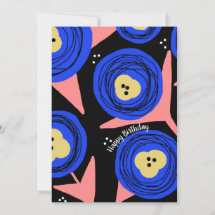 Verjaardagskaarten met vette klaproos bloemen kaart