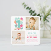 Verjaardagskaarten voor baby's nummer 1 1e verjaar kaart (Staand voorkant)