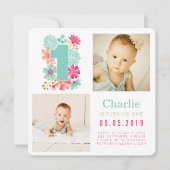 Verjaardagskaarten voor baby's nummer 1 1e verjaar kaart (Voorkant)