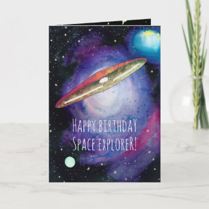 Verjaardagskaarten voor kinderen die van de ruimte kaart