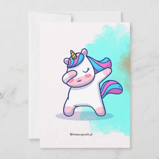 Verjaardagskaarten voor kinderen met eenhoorn kaart (Achterkant)