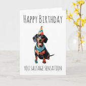 Verjaardagskaarten voor worstenhonden kaart (Gele Bloem)