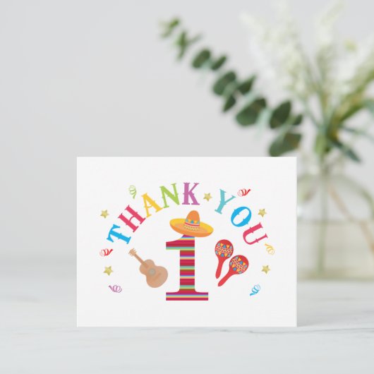 Verjaardagskaartje 1 jaar Fiesta leuk Mexicaans be Bedankkaart (Staand voorkant)