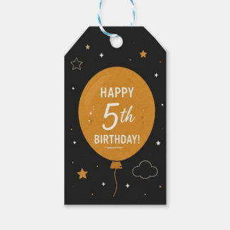 Verjaardagskaartje 5 jaar cadeaulabel