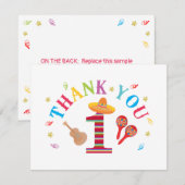 Verjaardagskaartje Fiesta 1ste verjaardag Schattig Bedankkaart (Voorkant / Achterkant)