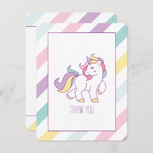 Verjaardagskaartjes bedankt voor eenhoorn regenboo (Voorkant / Achterkant)