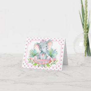 Verjaardagskaartjes voor olifant meisje baby showe bedankkaart