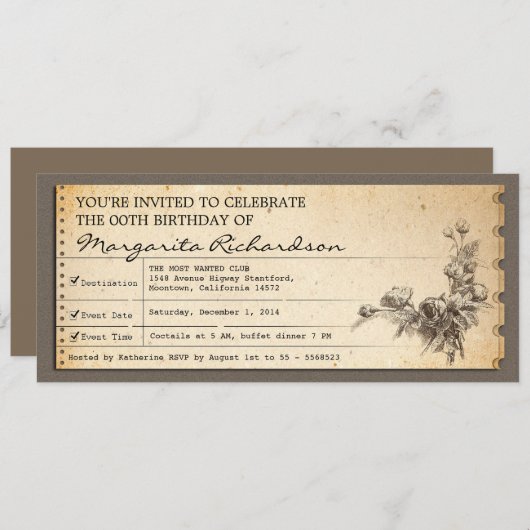  verjaardagskaartuitnodigingen kaart (Voorkant / Achterkant)