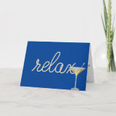 Verjaardagskabel "relax" tekst met martini glas kaart (Voorkant)
