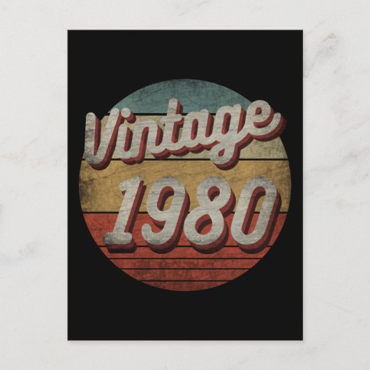 VERJAARDAGSKADO 1980 HEREN DAMEN RETRO BRIEFKAART (Voorkant)