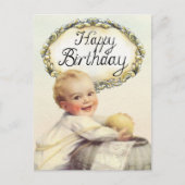 Verjaardagskado baby vintage kunst briefkaart (Voorkant)