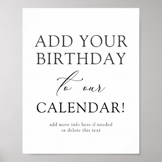 Verjaardagskalender Poster (Voorkant)