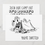 Verjaardagskamp Out Camping Party Zwart-wit Kaart (Voorkant / Achterkant)