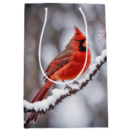 Verjaardagskardinaal op wintertak medium cadeauzakje