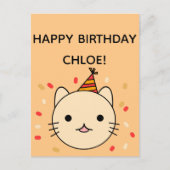 verjaardagskat | Beige Kat Gelukkige Verjaardag Briefkaart (Voorkant)