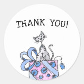 Verjaardagskat Dank u Ronde Sticker (Voorkant)