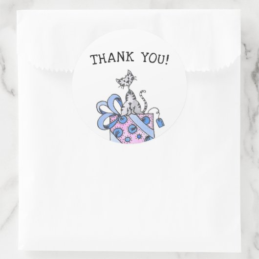 Verjaardagskat Dank u Ronde Sticker (Tas)