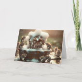 Verjaardagskat die een bad krijgt kaart (Voorkant)