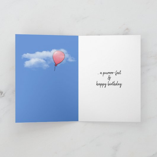 Verjaardagskat en ballon kaart (Binnen)