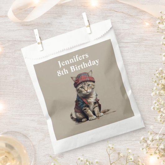 Verjaardagskat in Schotse vermomming Bedankzakje (Geknipt)