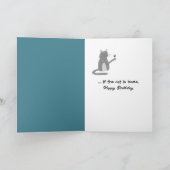 Verjaardagskat met glas rode wijn kaart (Binnen)