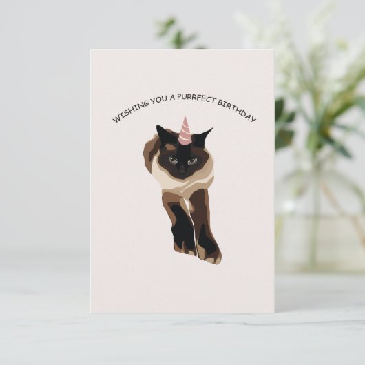 Verjaardagskat wenskaart (Staand voorkant)