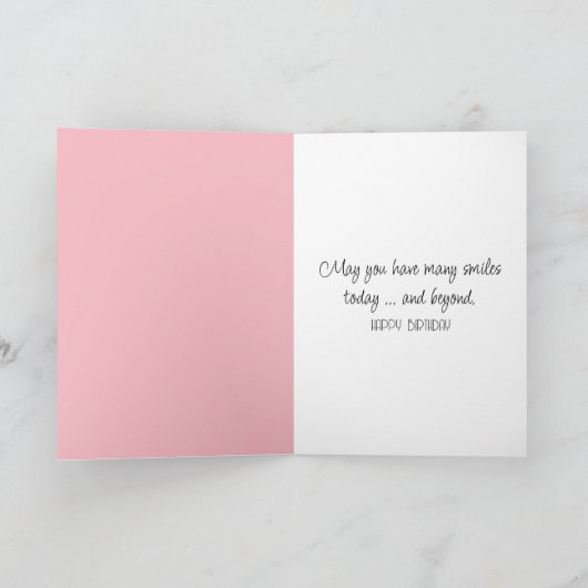 Verjaardagskatten op roze kaart (Binnen)