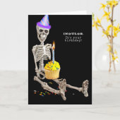 verjaardagskelet met cupcake kaart (Gele Bloem)