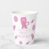 Verjaardagskies voor ruimtekat roze galaxy Papier Papieren Bekers (Voorkant)