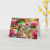 Verjaardagskikker op een flip-flop in een vijver kaart (Gele Bloem)