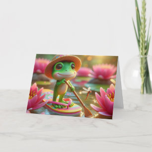 Verjaardagskikker op een flip-flop in een vijver kaart