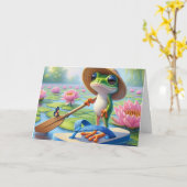 Verjaardagskikvors drijvend op een flip-flop kaart (Gele Bloem)