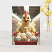 Verjaardagskip met eieren in een winkelwagen kaart (Gele Bloem)